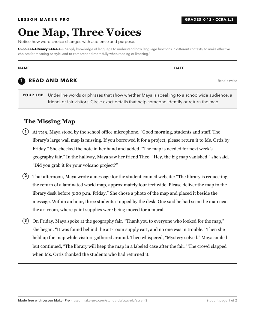 Preview of the CCSS.ELA-Literacy.CCRA.L.3 printable worksheet