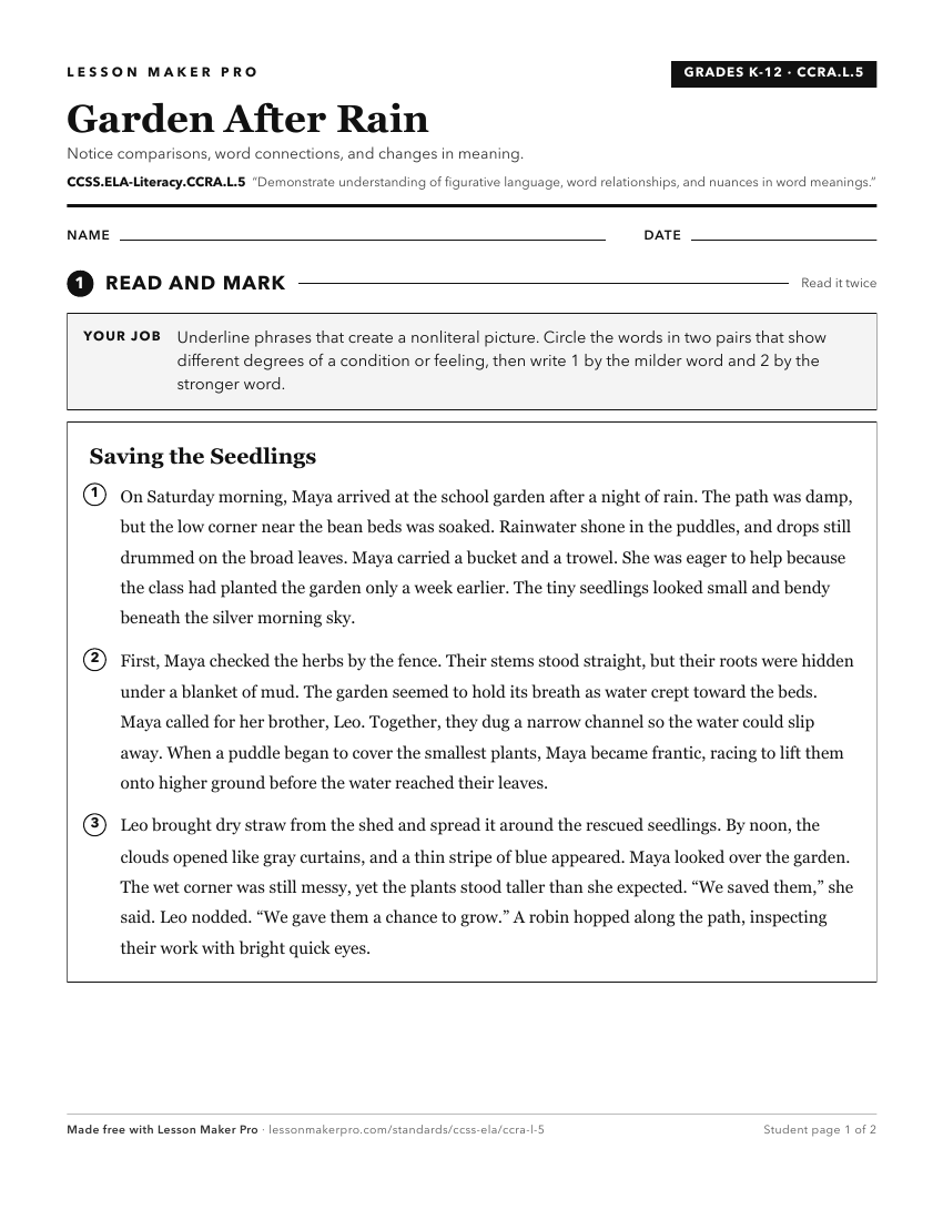 Preview of the CCSS.ELA-Literacy.CCRA.L.5 printable worksheet