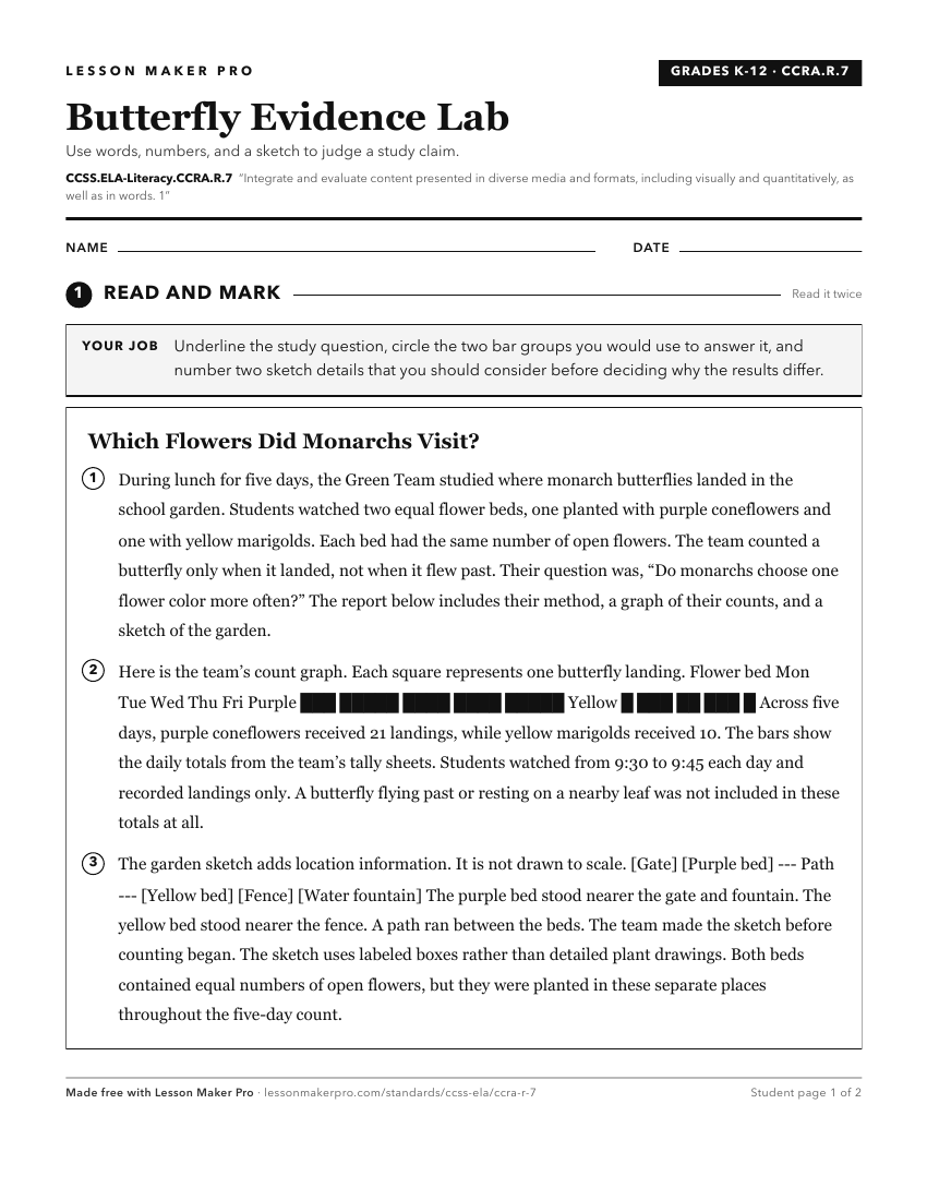 Preview of the CCSS.ELA-Literacy.CCRA.R.7 printable worksheet