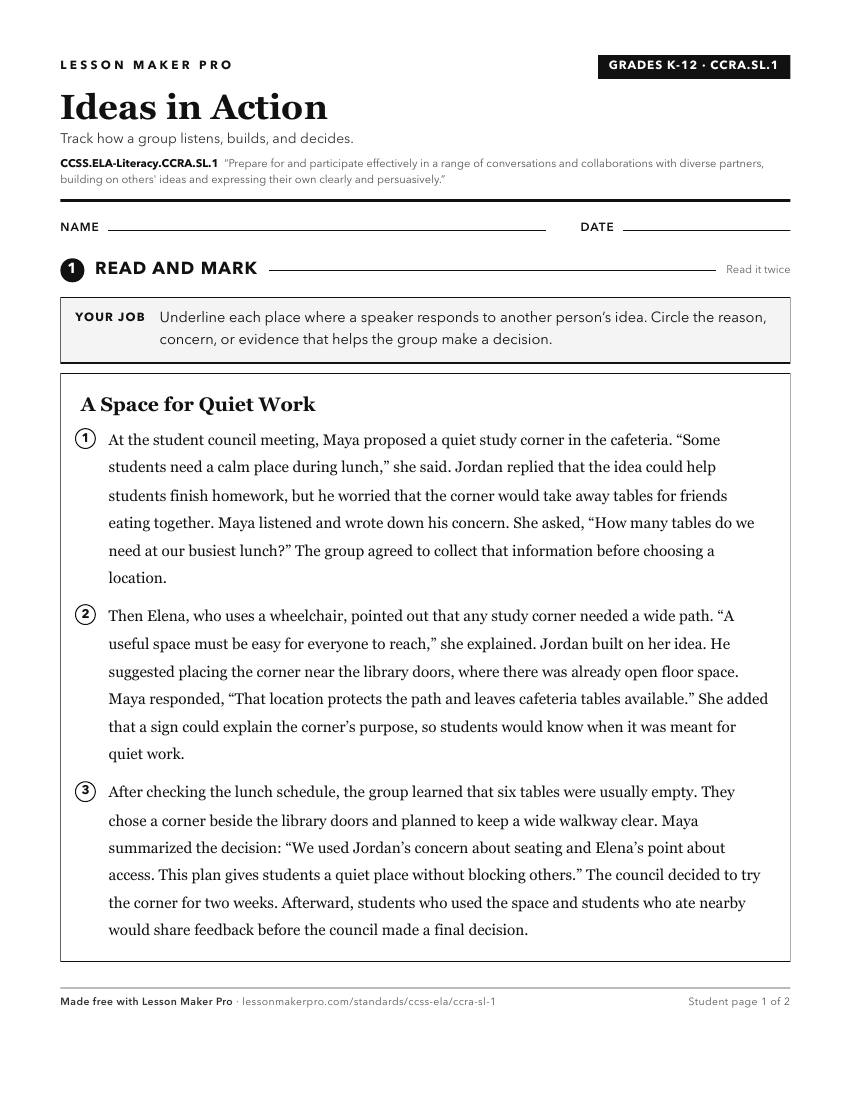 Preview of the CCSS.ELA-Literacy.CCRA.SL.1 printable worksheet