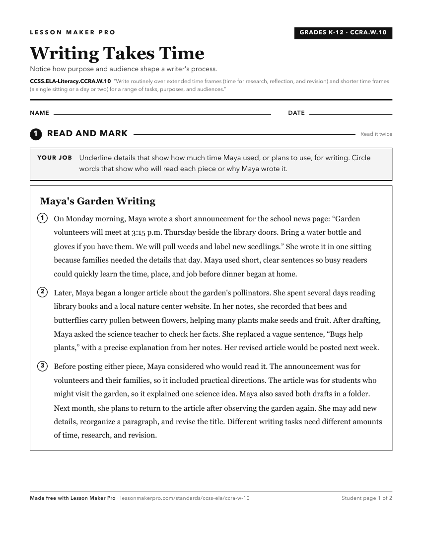 Preview of the CCSS.ELA-Literacy.CCRA.W.10 printable worksheet