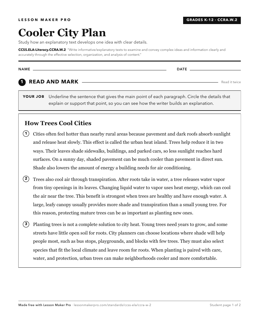 Preview of the CCSS.ELA-Literacy.CCRA.W.2 printable worksheet