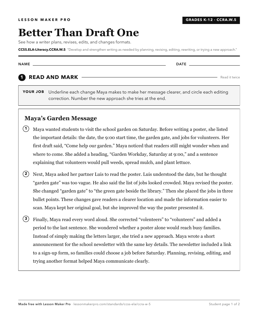 Preview of the CCSS.ELA-Literacy.CCRA.W.5 printable worksheet