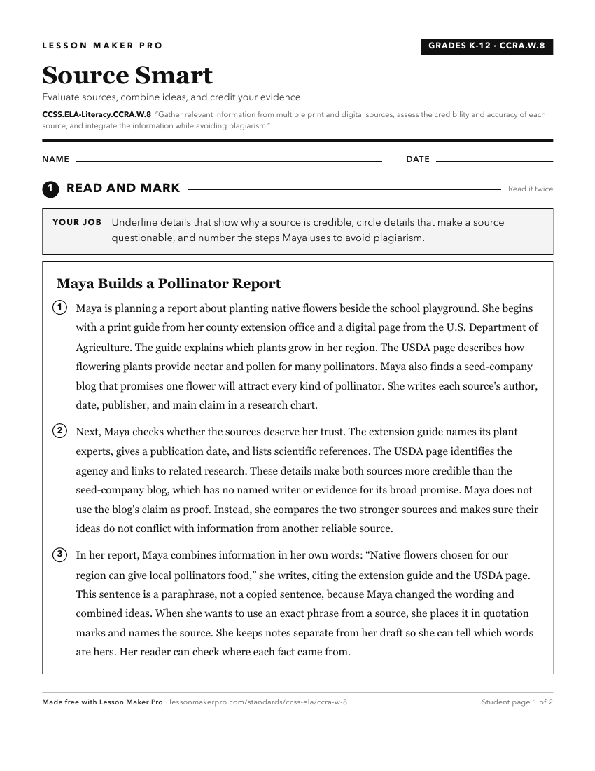 Preview of the CCSS.ELA-Literacy.CCRA.W.8 printable worksheet