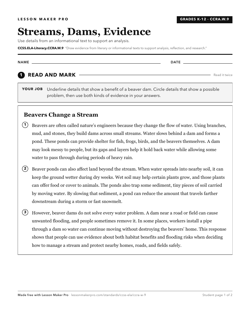 Preview of the CCSS.ELA-Literacy.CCRA.W.9 printable worksheet