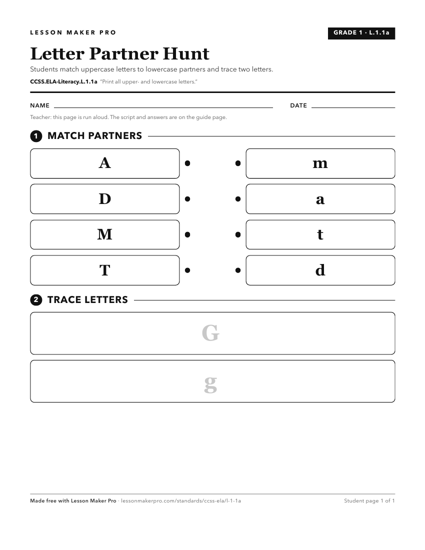 Preview of the CCSS.ELA-Literacy.L.1.1a printable worksheet