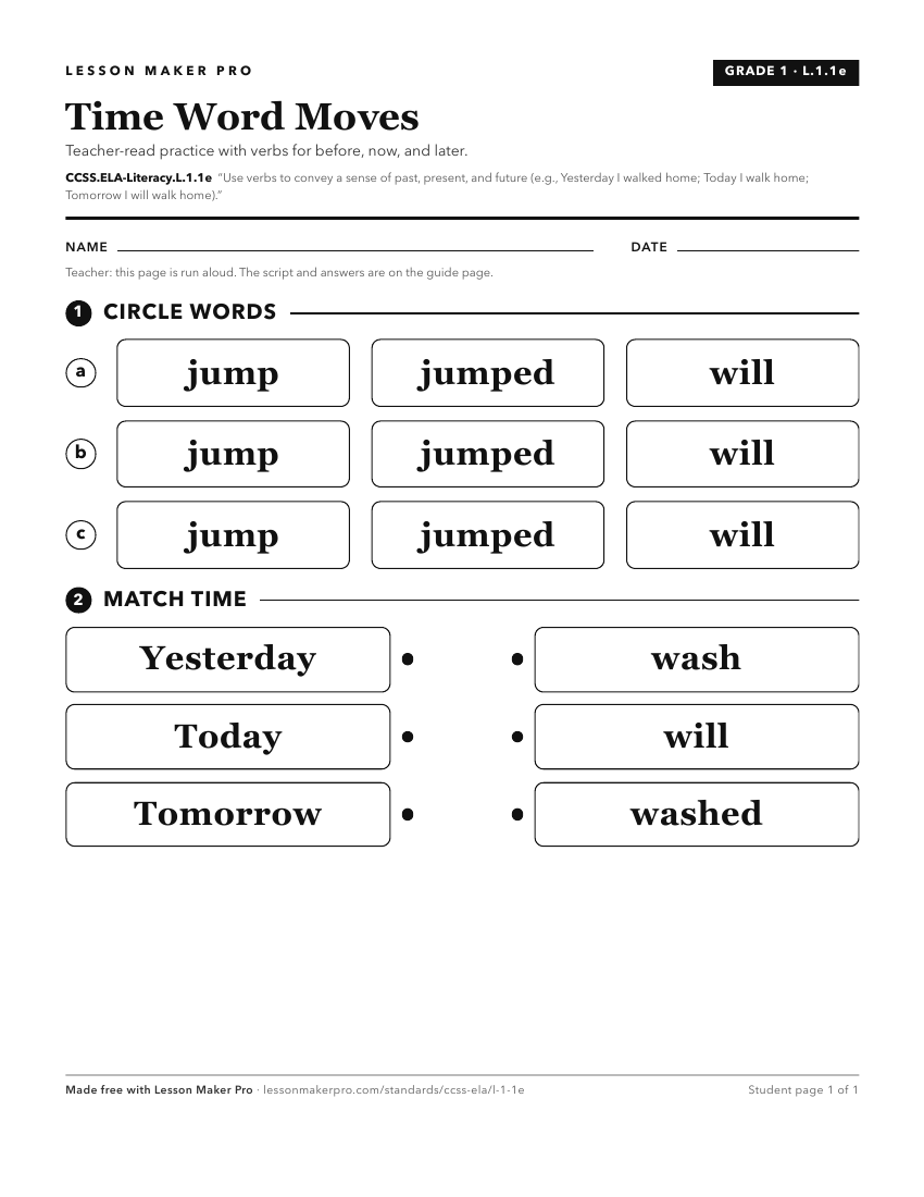 Preview of the CCSS.ELA-Literacy.L.1.1e printable worksheet