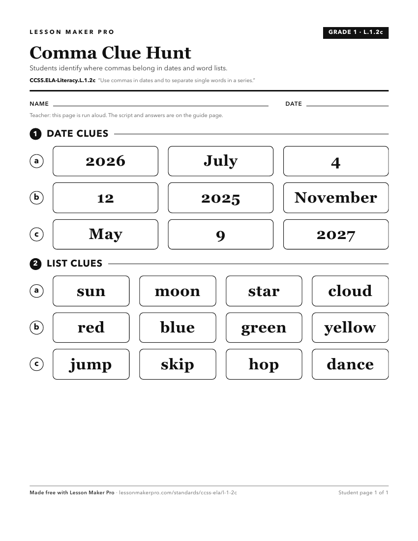 Preview of the CCSS.ELA-Literacy.L.1.2c printable worksheet