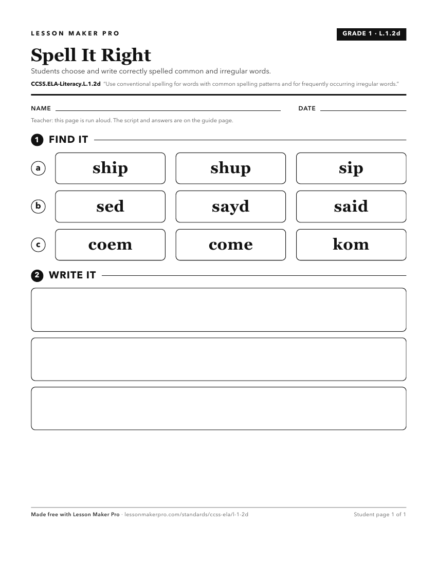Preview of the CCSS.ELA-Literacy.L.1.2d printable worksheet