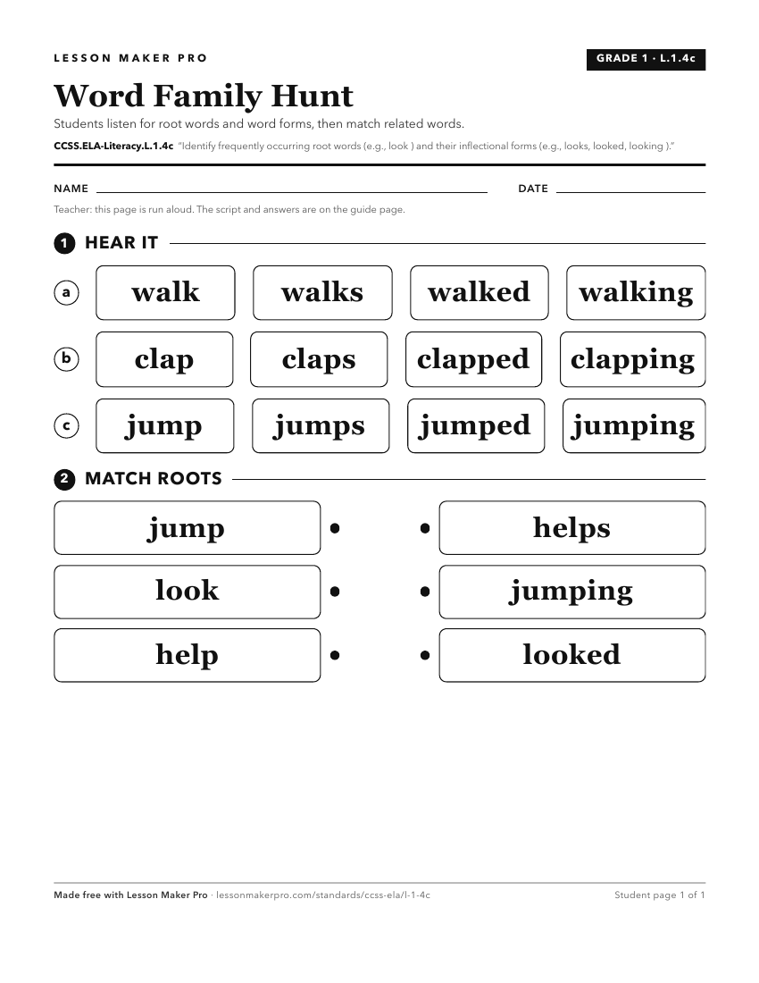 Preview of the CCSS.ELA-Literacy.L.1.4c printable worksheet
