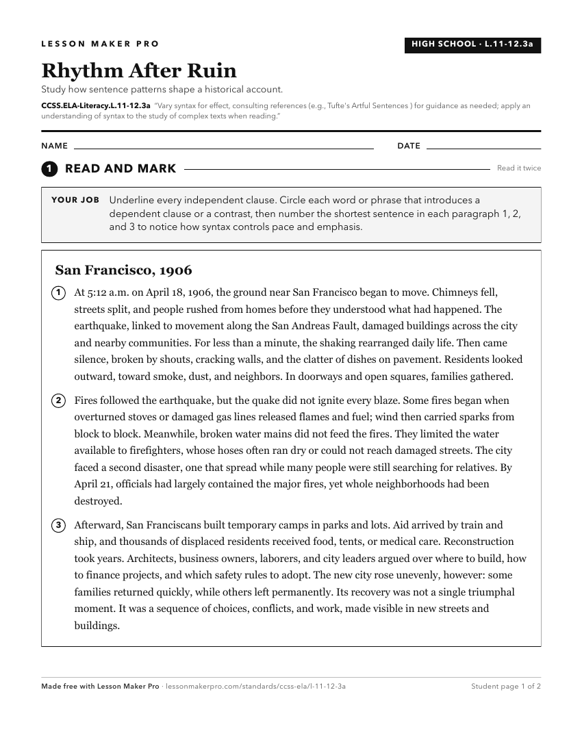 Preview of the CCSS.ELA-Literacy.L.11-12.3a printable worksheet
