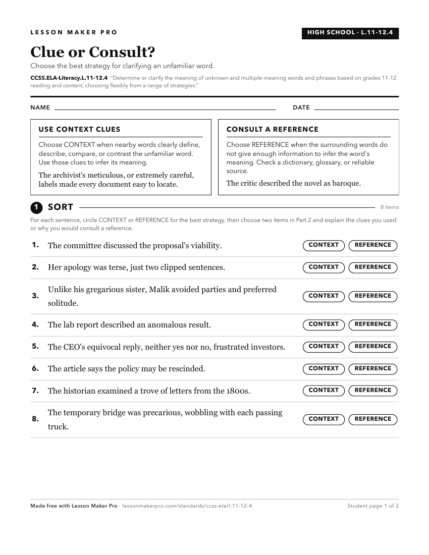 Preview of the CCSS.ELA-Literacy.L.11-12.4 printable worksheet