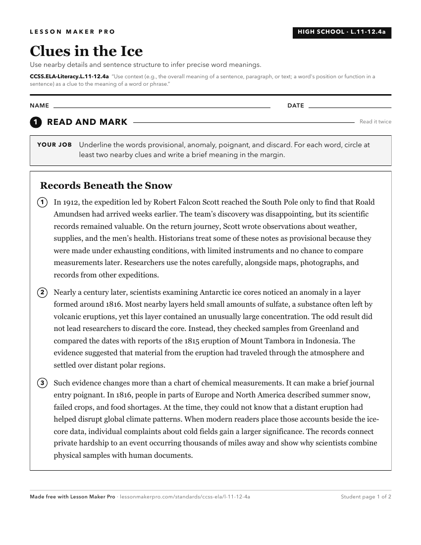 Preview of the CCSS.ELA-Literacy.L.11-12.4a printable worksheet