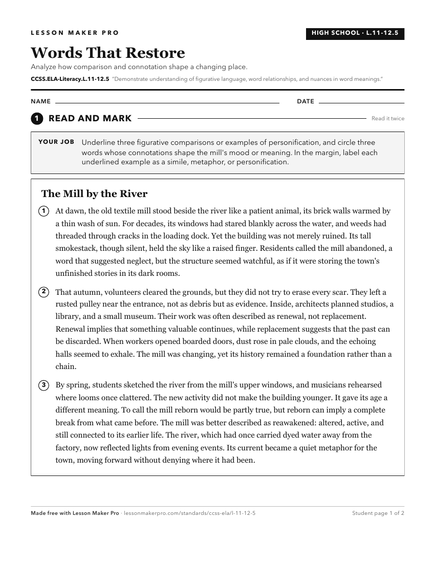 Preview of the CCSS.ELA-Literacy.L.11-12.5 printable worksheet