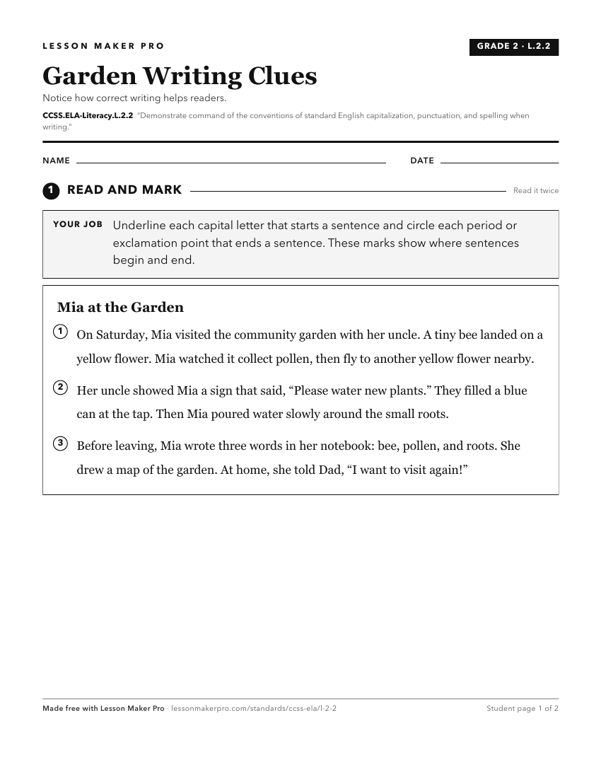 Preview of the CCSS.ELA-Literacy.L.2.2 printable worksheet