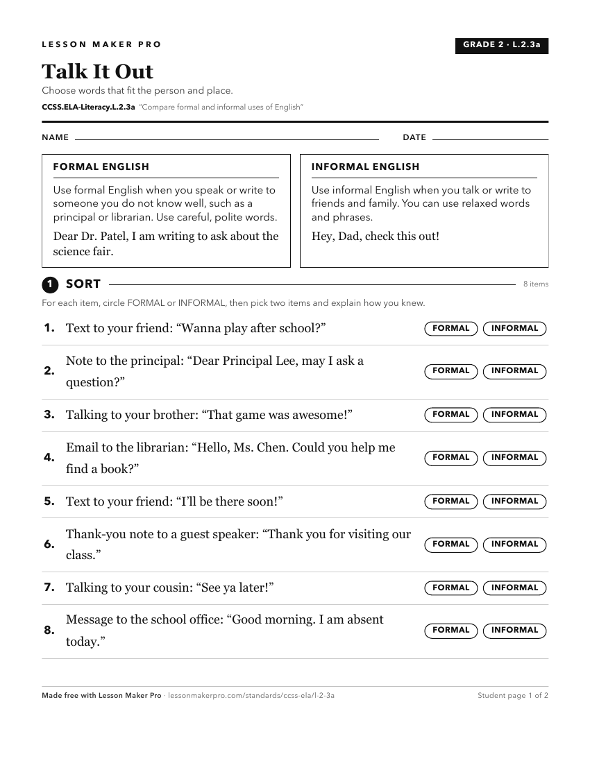 Preview of the CCSS.ELA-Literacy.L.2.3a printable worksheet