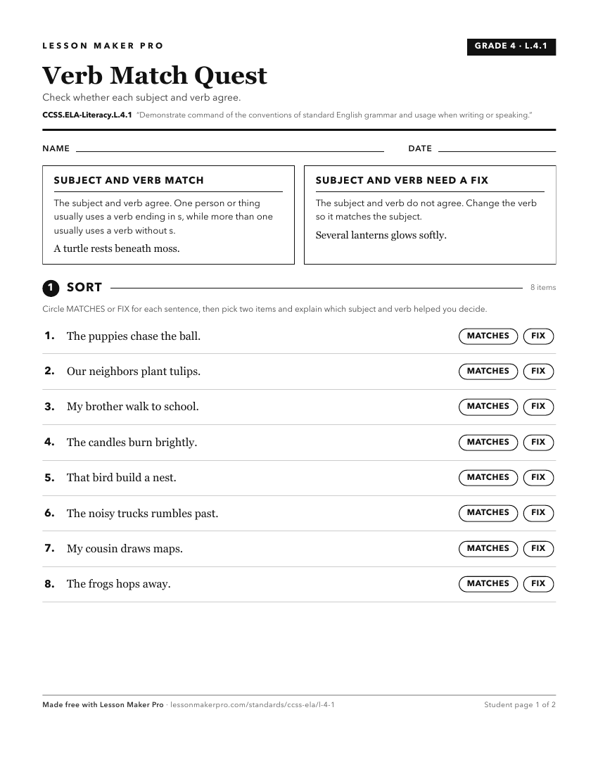 Preview of the CCSS.ELA-Literacy.L.4.1 printable worksheet