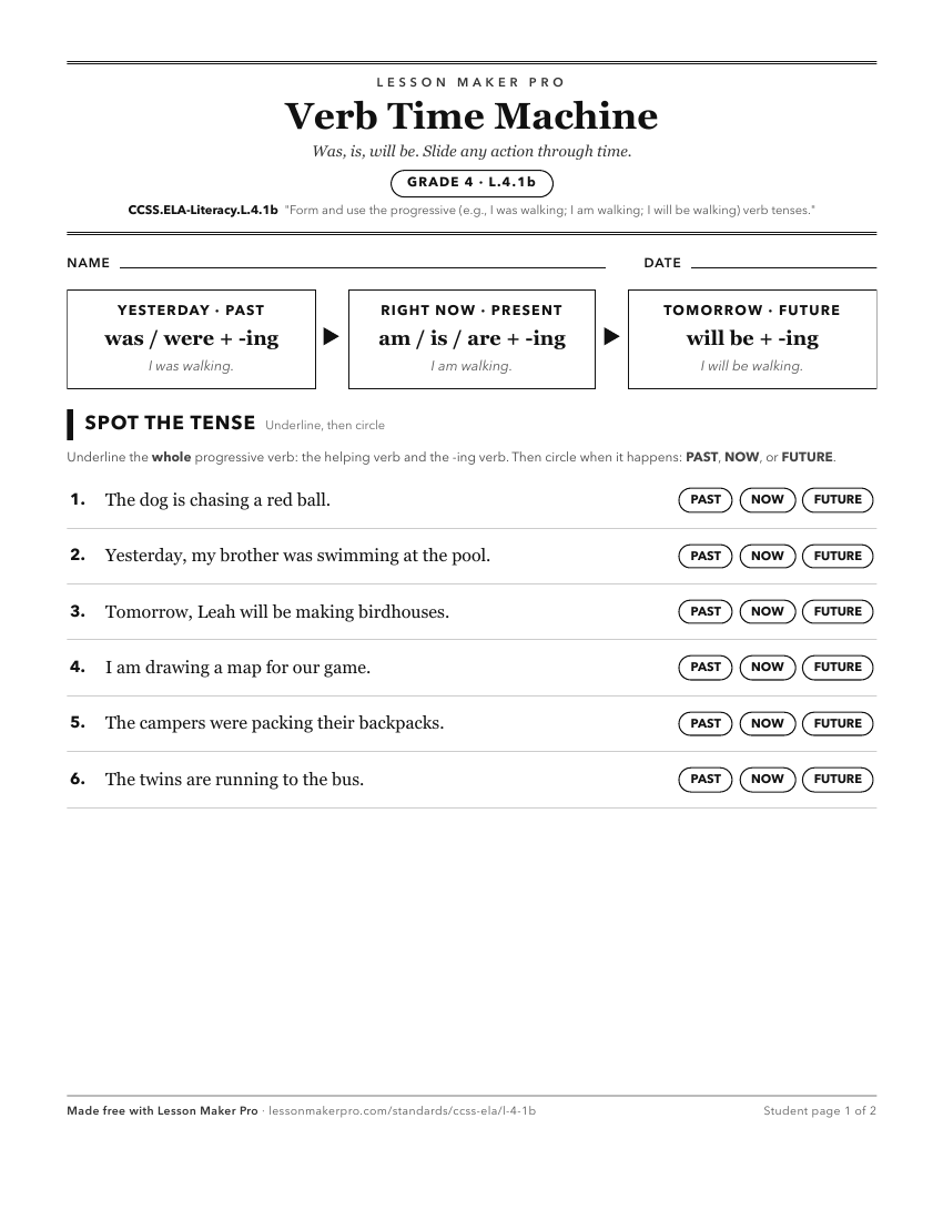 Preview of the CCSS.ELA-Literacy.L.4.1b printable worksheet