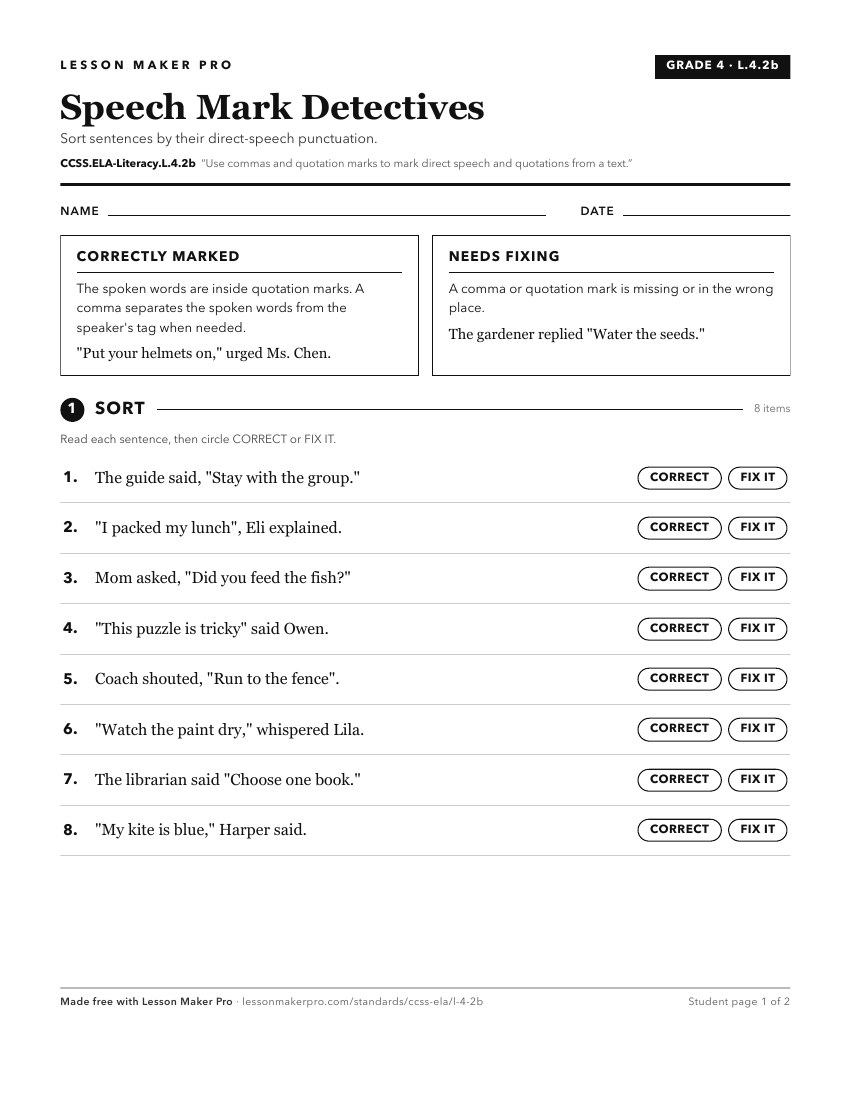 Preview of the CCSS.ELA-Literacy.L.4.2b printable worksheet