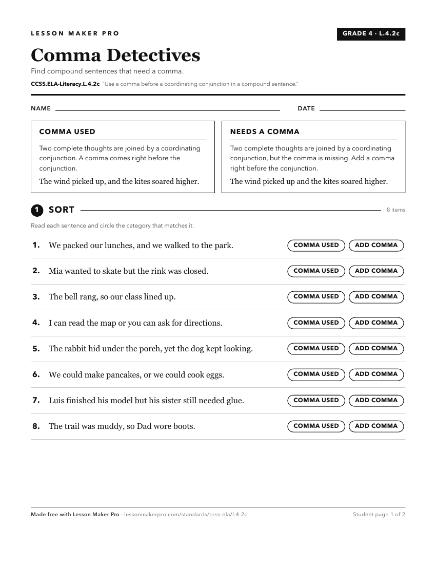 Preview of the CCSS.ELA-Literacy.L.4.2c printable worksheet