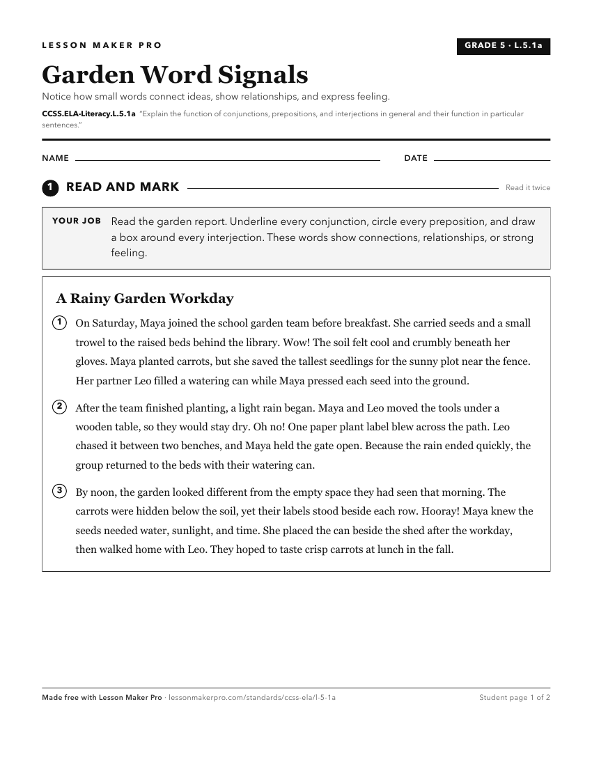 Preview of the CCSS.ELA-Literacy.L.5.1a printable worksheet