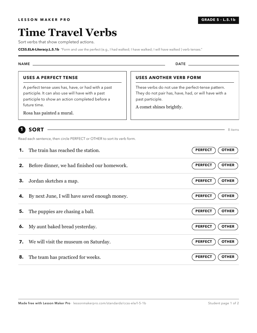 Preview of the CCSS.ELA-Literacy.L.5.1b printable worksheet