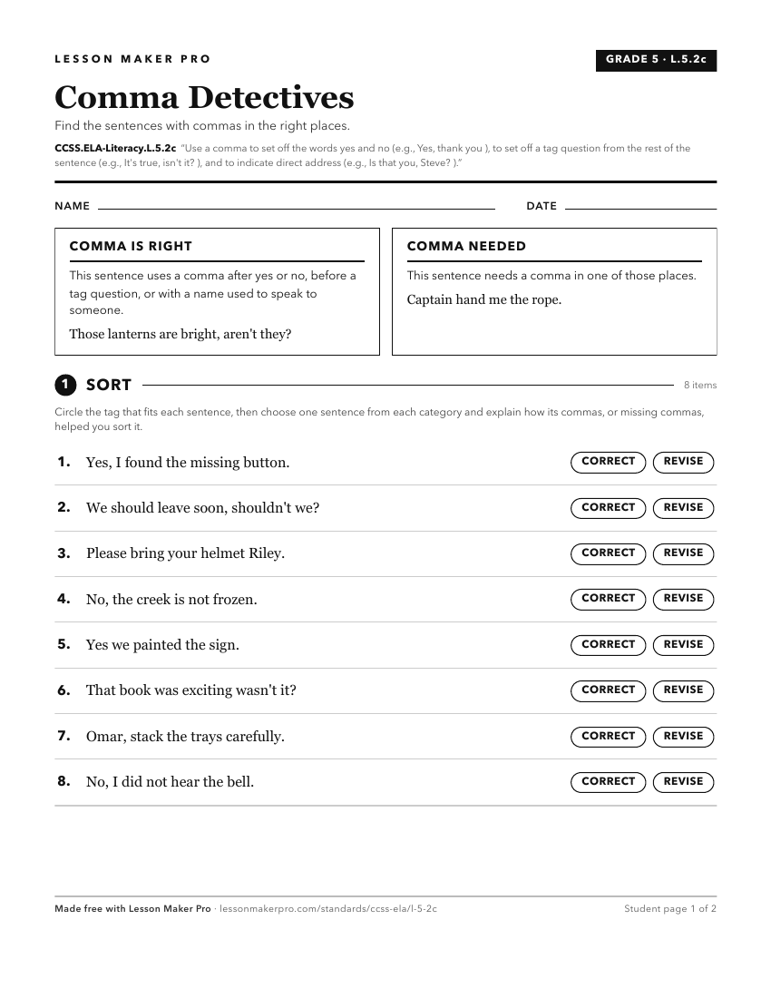 Preview of the CCSS.ELA-Literacy.L.5.2c printable worksheet