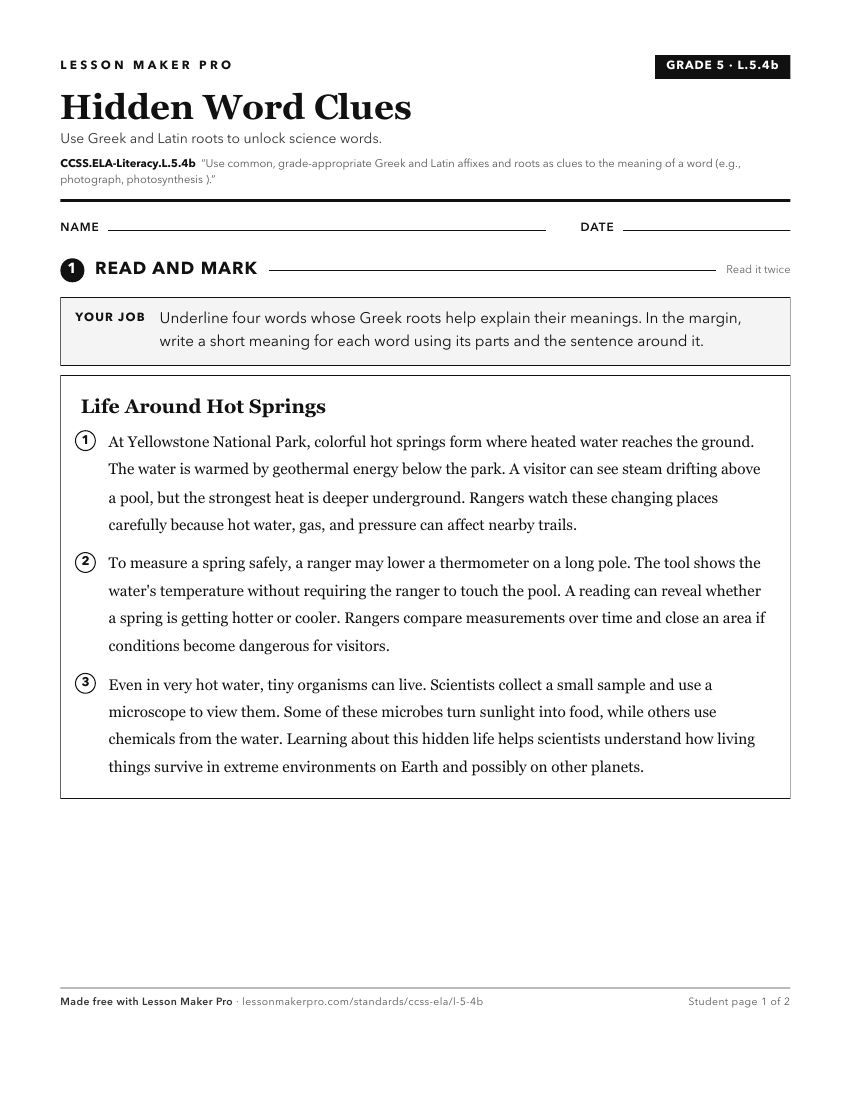 Preview of the CCSS.ELA-Literacy.L.5.4b printable worksheet