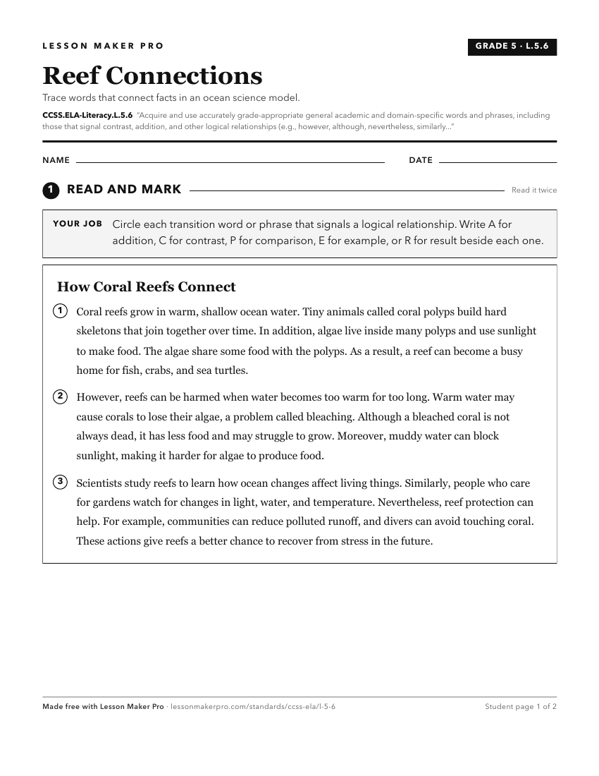 Preview of the CCSS.ELA-Literacy.L.5.6 printable worksheet