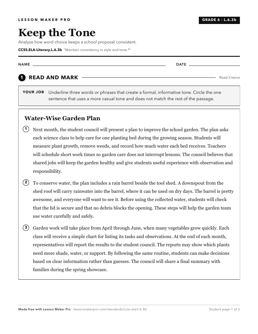Preview of the CCSS.ELA-Literacy.L.6.3b printable worksheet