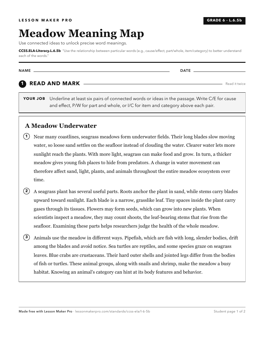 Preview of the CCSS.ELA-Literacy.L.6.5b printable worksheet