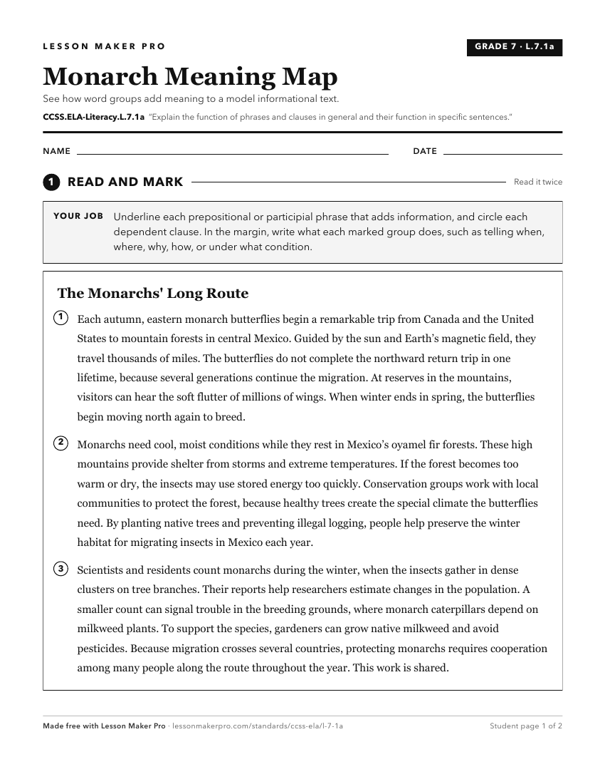Preview of the CCSS.ELA-Literacy.L.7.1a printable worksheet