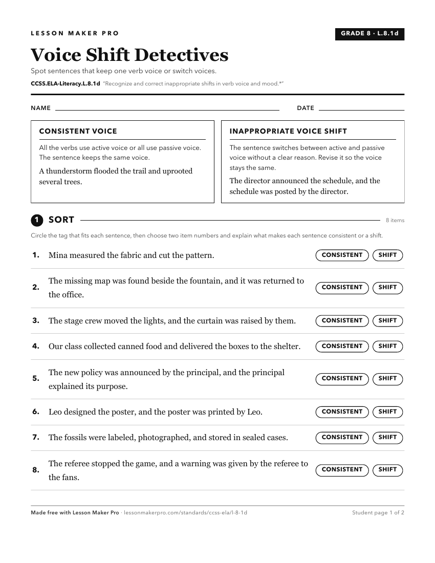 Preview of the CCSS.ELA-Literacy.L.8.1d printable worksheet