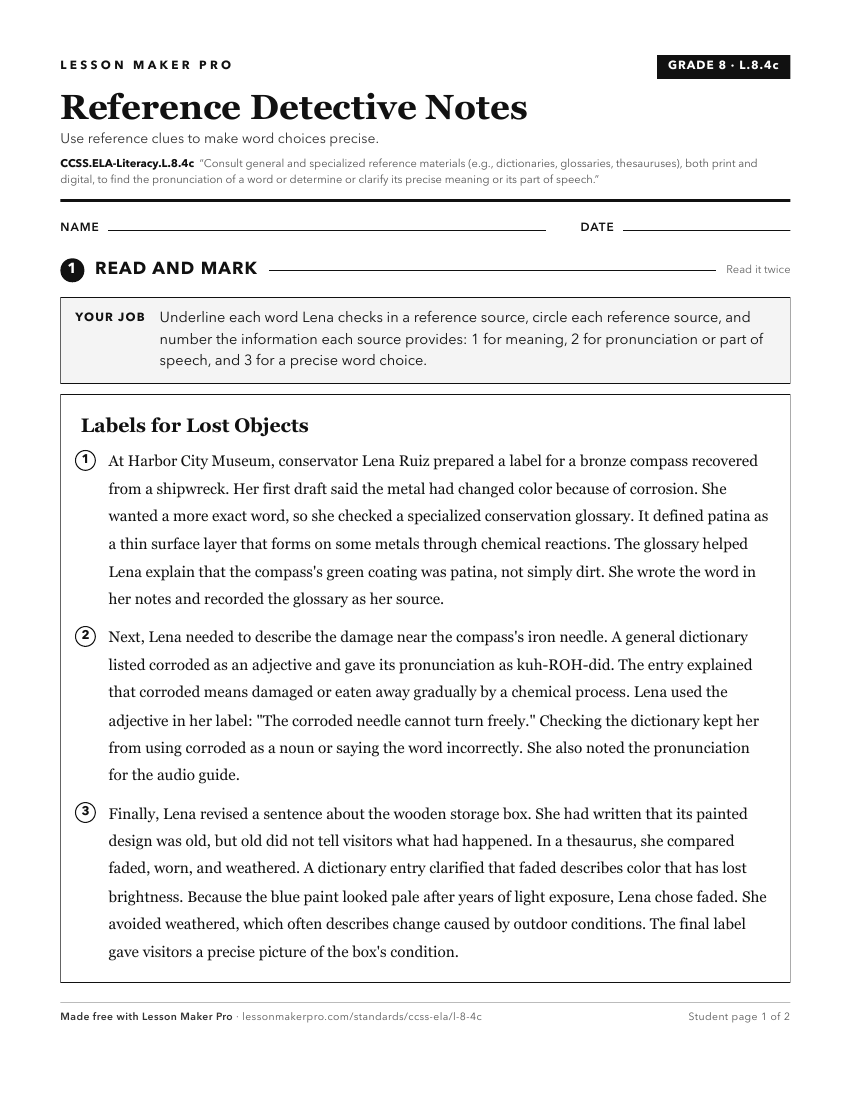 Preview of the CCSS.ELA-Literacy.L.8.4c printable worksheet