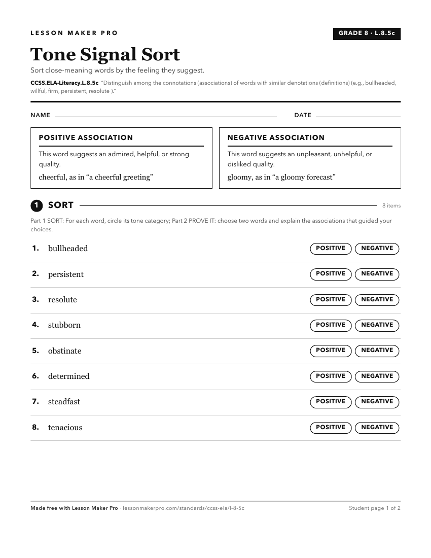 Preview of the CCSS.ELA-Literacy.L.8.5c printable worksheet