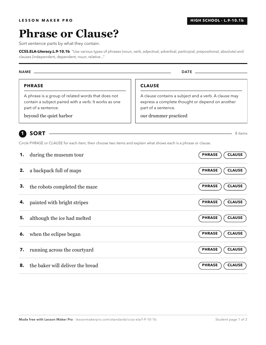 Preview of the CCSS.ELA-Literacy.L.9-10.1b printable worksheet