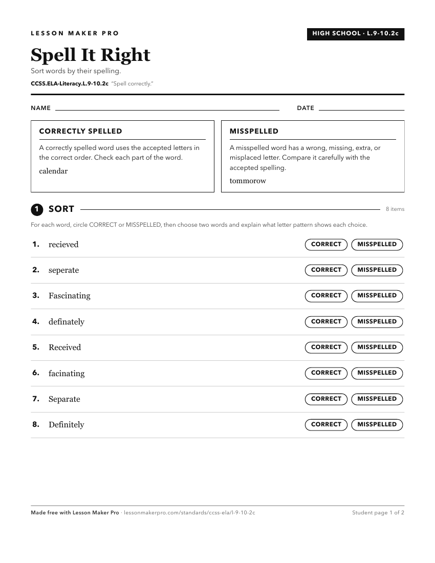 Preview of the CCSS.ELA-Literacy.L.9-10.2c printable worksheet