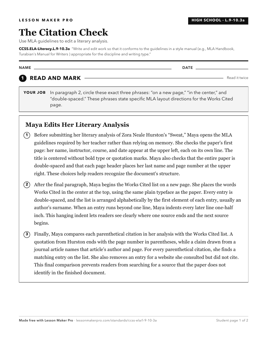 Preview of the CCSS.ELA-Literacy.L.9-10.3a printable worksheet