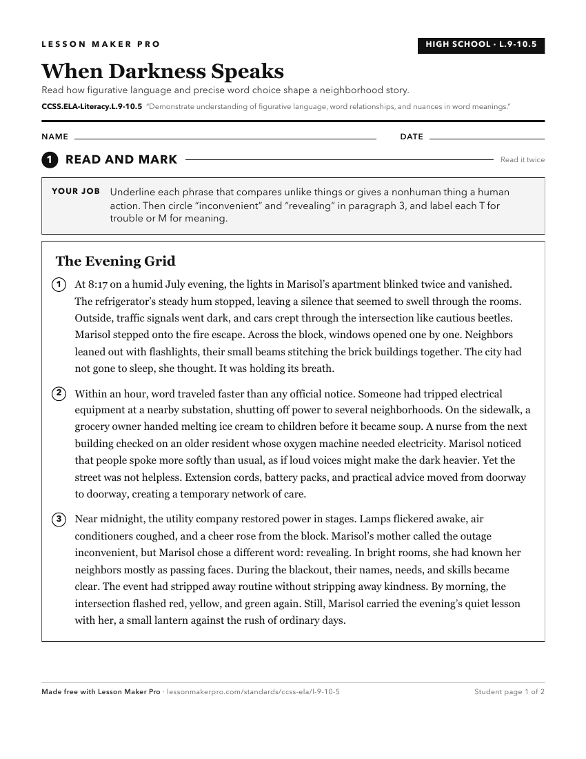 Preview of the CCSS.ELA-Literacy.L.9-10.5 printable worksheet