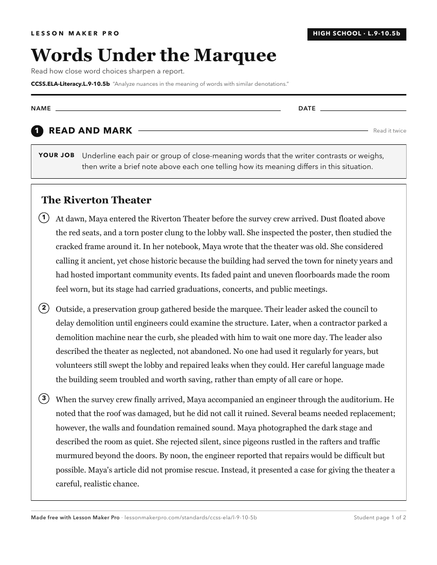 Preview of the CCSS.ELA-Literacy.L.9-10.5b printable worksheet
