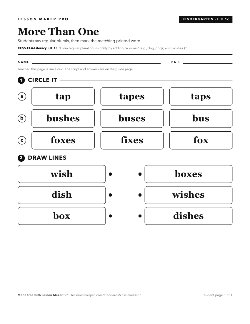 Preview of the CCSS.ELA-Literacy.L.K.1c printable worksheet