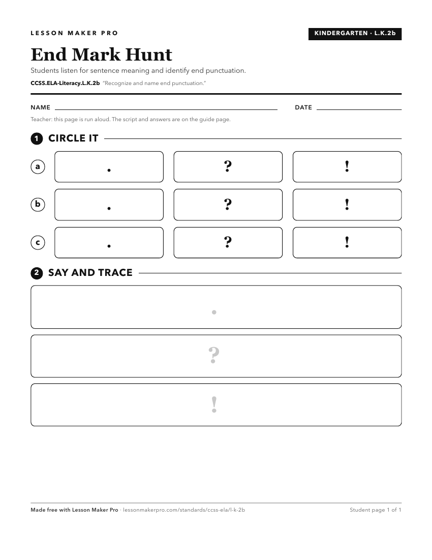 Preview of the CCSS.ELA-Literacy.L.K.2b printable worksheet