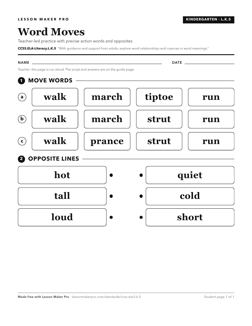 Preview of the CCSS.ELA-Literacy.L.K.5 printable worksheet