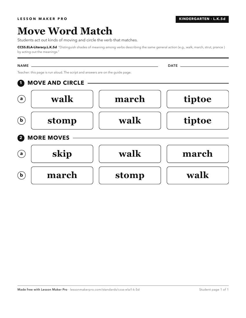Preview of the CCSS.ELA-Literacy.L.K.5d printable worksheet