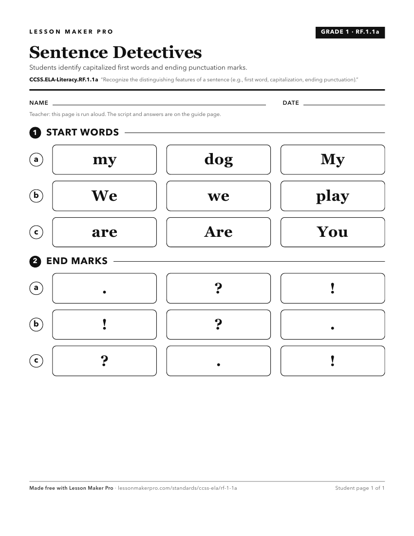 Preview of the CCSS.ELA-Literacy.RF.1.1a printable worksheet
