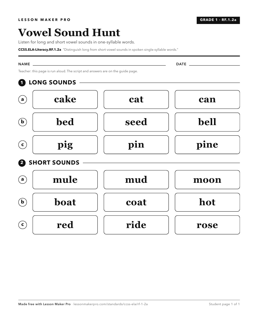 Preview of the CCSS.ELA-Literacy.RF.1.2a printable worksheet