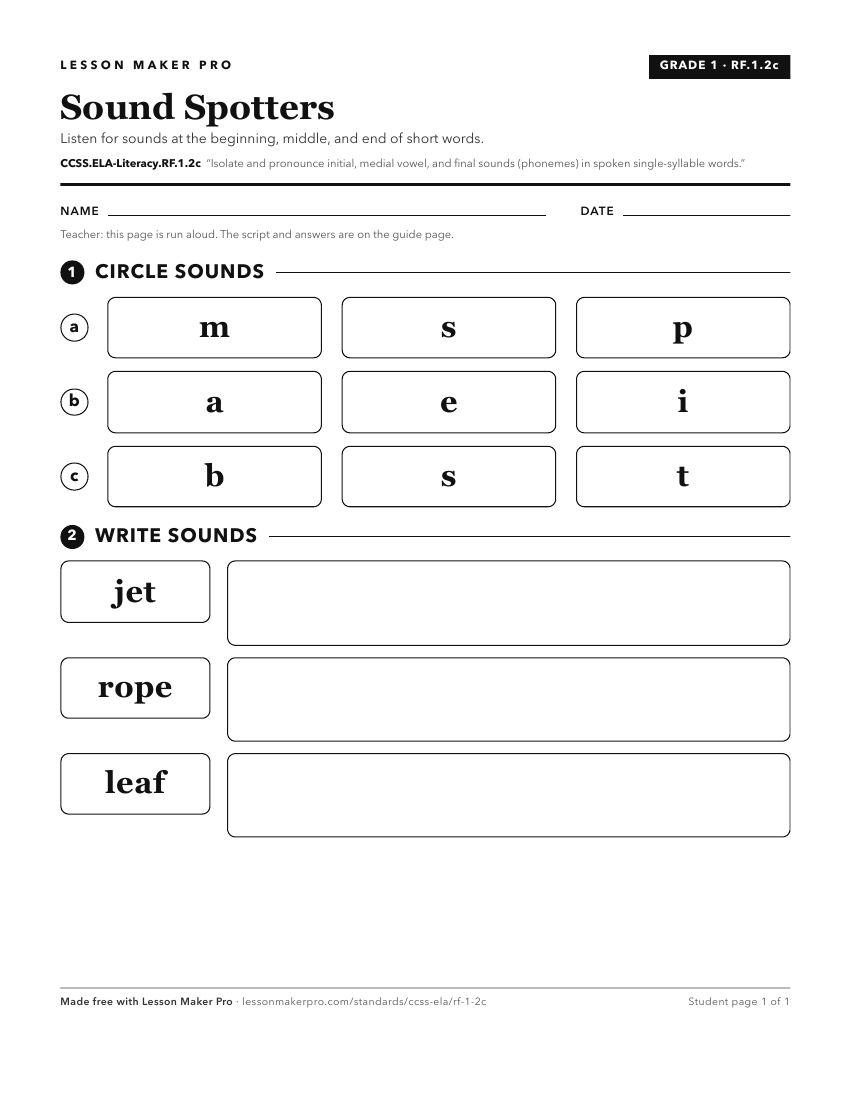 Preview of the CCSS.ELA-Literacy.RF.1.2c printable worksheet