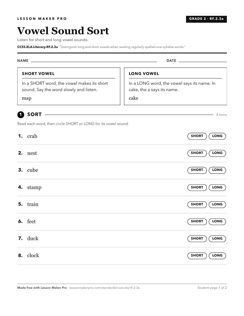 Preview of the CCSS.ELA-Literacy.RF.2.3a printable worksheet