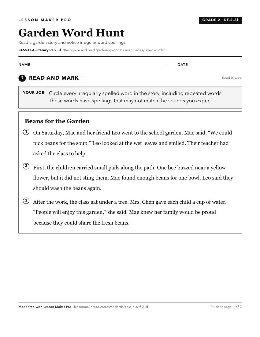 Preview of the CCSS.ELA-Literacy.RF.2.3f printable worksheet