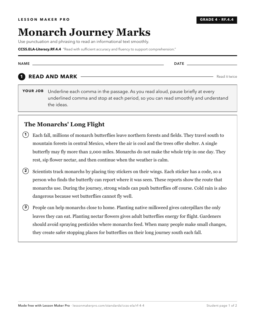 Preview of the CCSS.ELA-Literacy.RF.4.4 printable worksheet